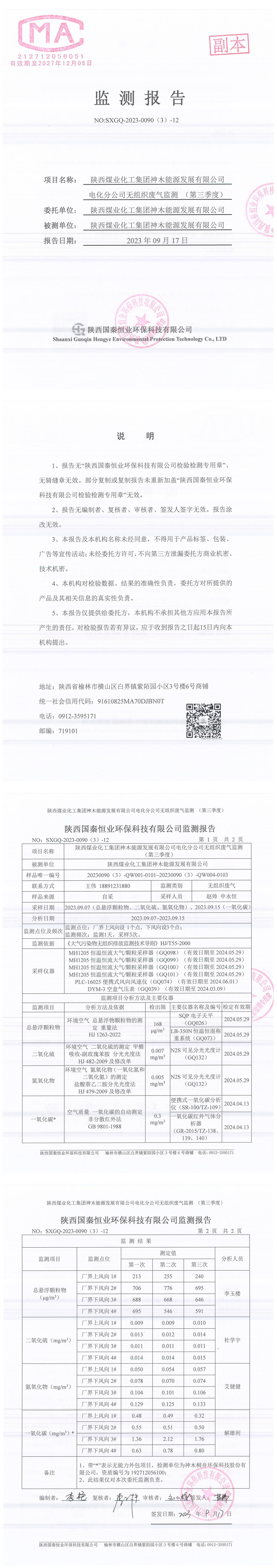 電化分公司2023三季度無組織廢氣監測報告.jpg